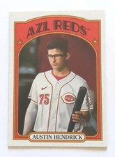 2021 Topps Heritage Minor Austin Hendrick flip stock /25 parallel #8 reds rookie