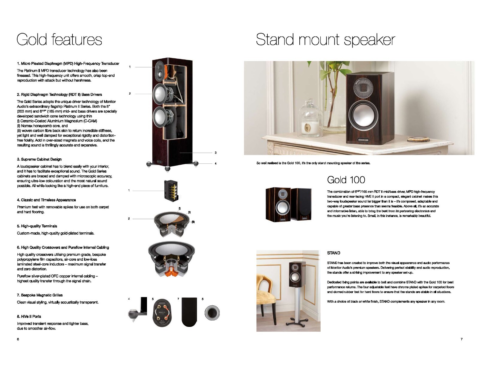 Monitor Audio Gold 300 5G floor standing – 250W Speaker Piano Ebony –SINGLE-NEW