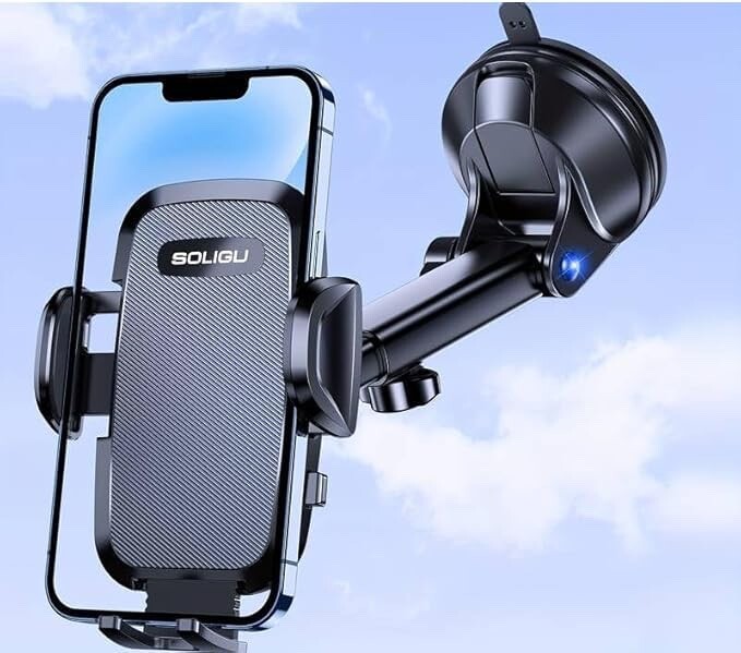 SOLIGU Universal Adjustable Cell Phone Car Mount Cradle, Compatible with All Pho