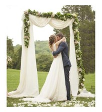 Wedding Arch Draping Fabric 2 Panels 6 Yards Ivory Chiffon Backdrop Curtains ...