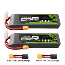 2X Ovonic 11.1V 120C 3S 5000mAh LiPo Battery XT60-TRX for Traxxas R Car Heli Jet