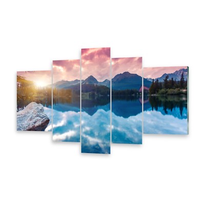 Mehrteilige Bilder Glasbilder Wandbild Bergsee