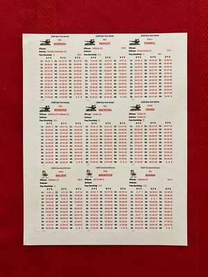 1958 APBA PLUS football card set / NFL / The Greatest Game / Brown / Unitas