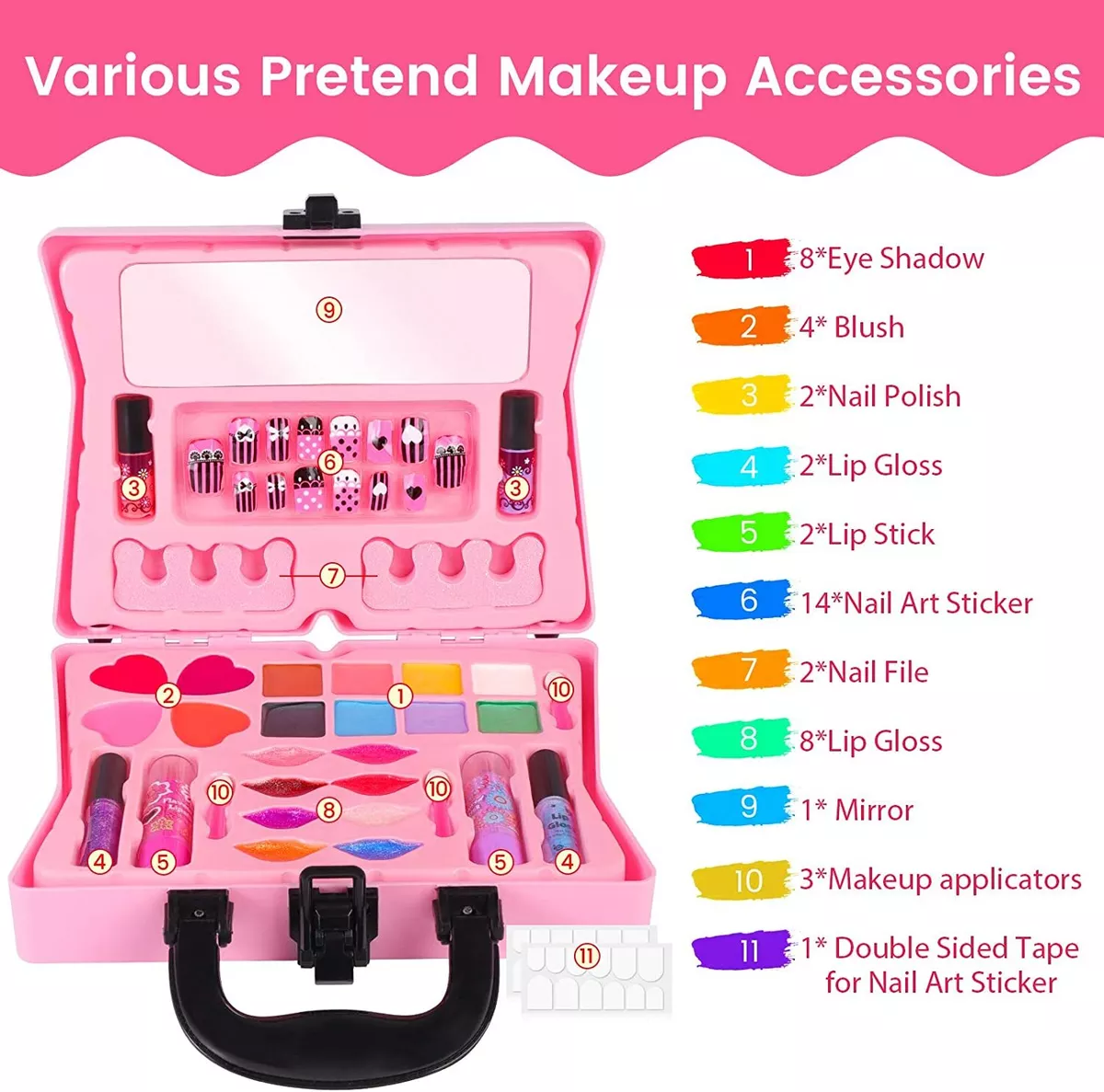 Kids Makeup Kit for Girl, Real Washable Makeup Set Girl Toys, Little Girls  Ma