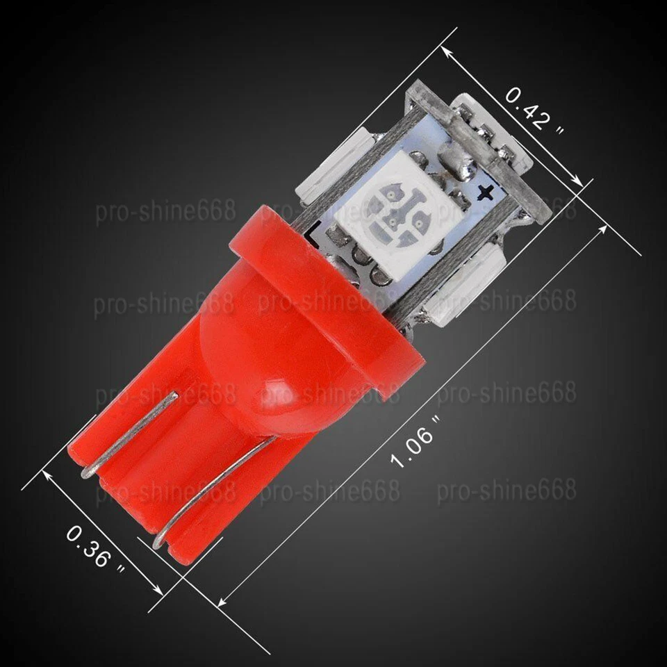 10X Cab Roof Running Marker Light Amber Red T10 LED Bulb for 03-2009 Hummer H2 - Image 3 of 4