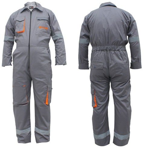 Grey Work Wear Men's Overalls Boiler Suit Coveralls Mechanics Protective - Picture 2 of 9