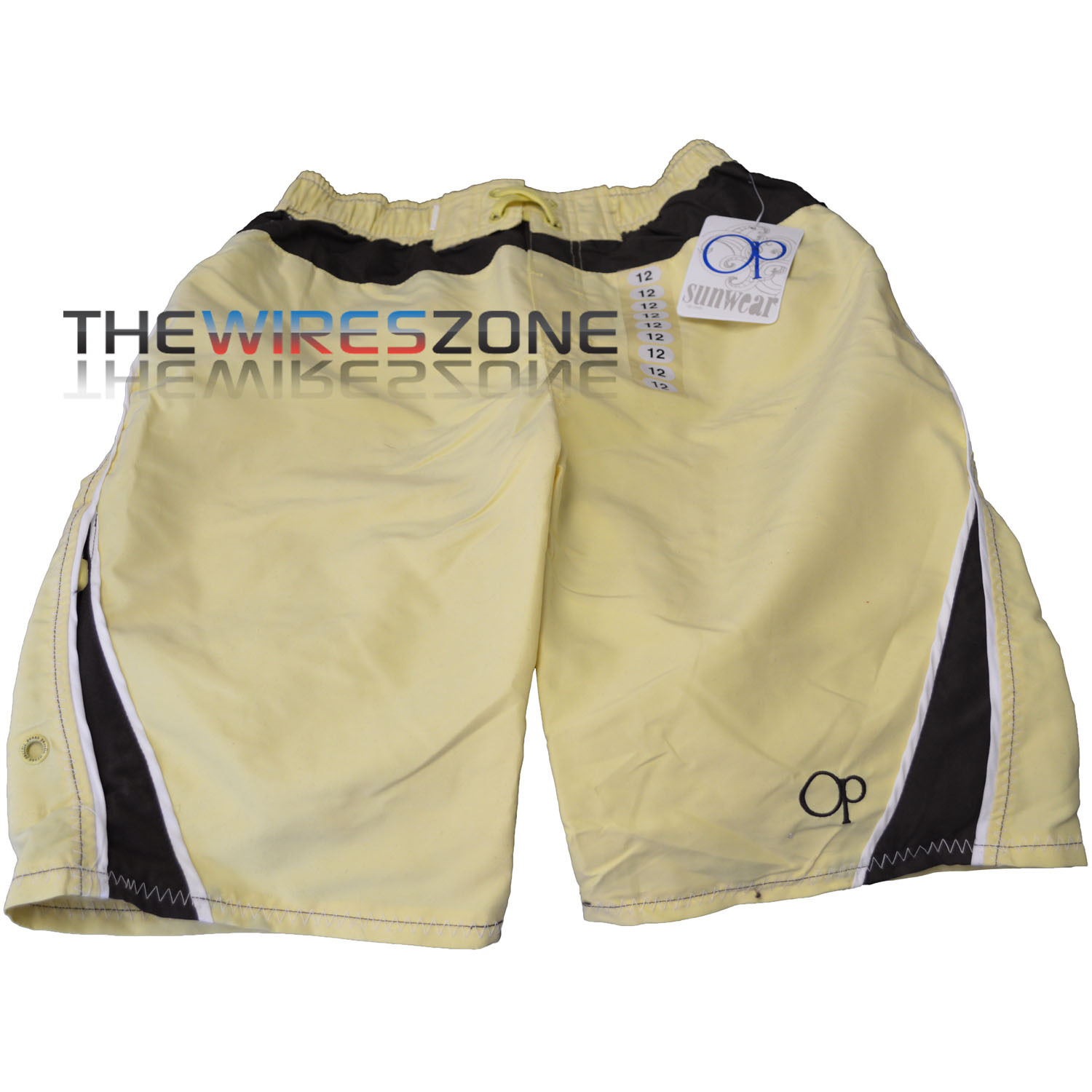 New OP Ocean Pacific Boys Yellow Board Shorts Size 12