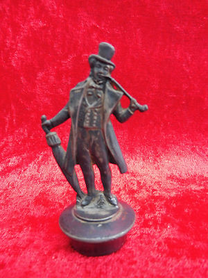 Beautiful, old decorative cork, men with cylinder and visor, Biedermeier
