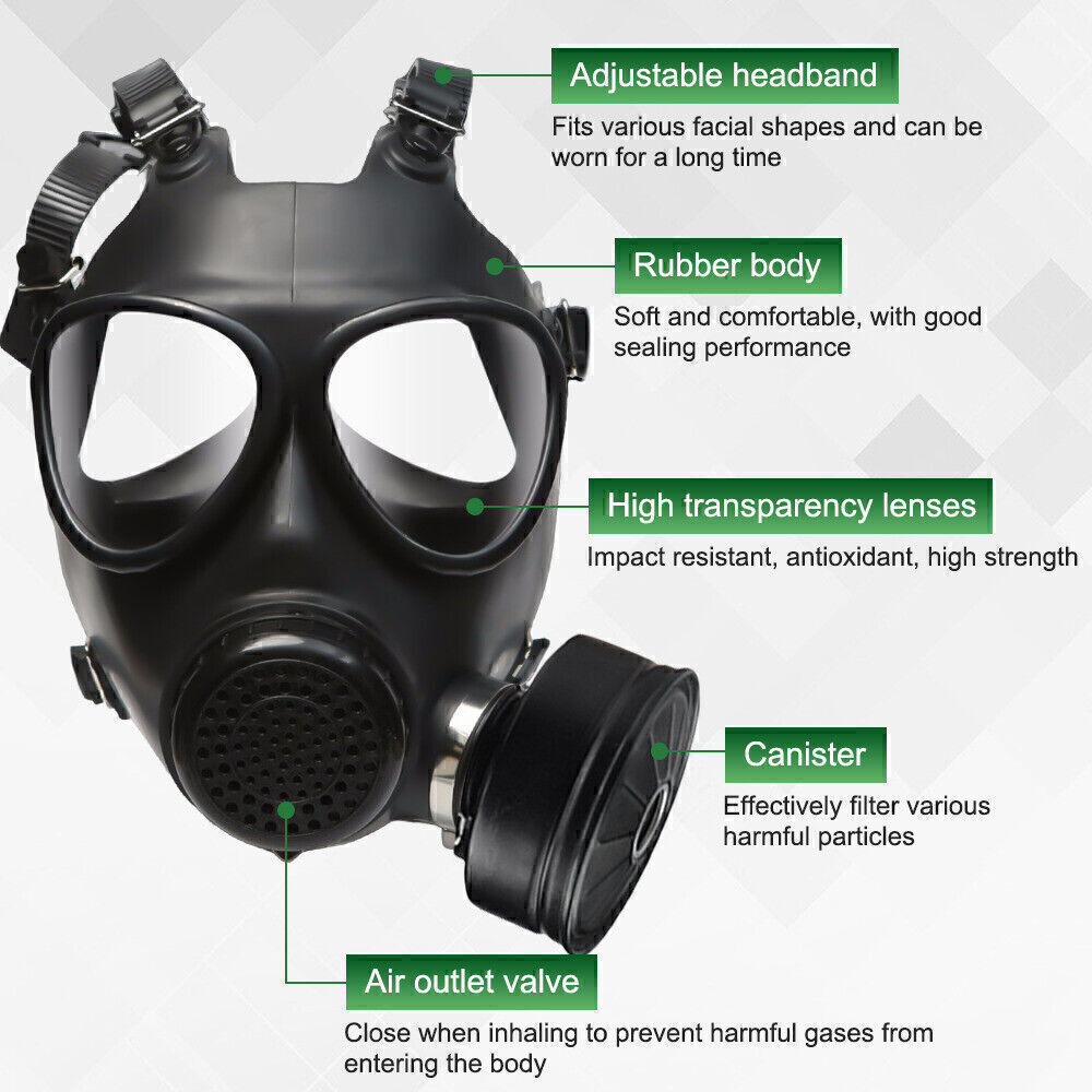 Chemical Gas Mask Full Face Soviet Military Respirator + 1PC 40mm Filter Box New