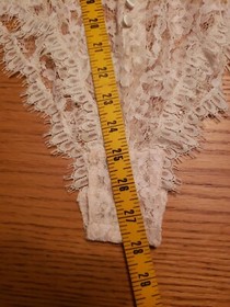 VTG Victoria's Secret Cream Sheer Lace Teddy Lingerie Sz S Gold Label FLAWS