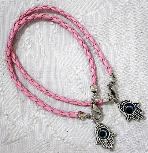 Lot 2 MAIN HAMSA contre MAUVAIS ŒIL Bracelet cordon ROSE Pendentif CHANCEUX - Picture 7 of 9