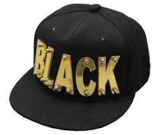 Basecap Schirmm&uuml;tze Kappe Cap Trucker Flat Brim Snapback BLACK Metall (gold)