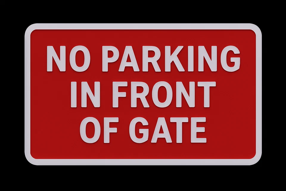 Kein Parken Vor Tor 3D Schild Außen PETG Wasserdicht Ad. Plakette 175x110mm - Bild 1 von 1