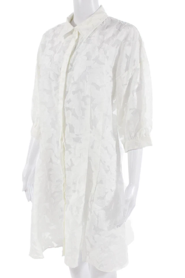 Vestido Camisa Feminino Club Monaco Gola Branca Botão Manga 3/4 Tamanho 12 - Imagem 2 de 4