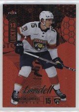 2024-25 Upper Deck Fleer Ultra Lucky 13 Achievement Red 38/199 Anton Lundell og2