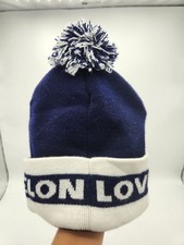 Love Your Melon Navy White Pom Beanie Hat 100 Acrylic Made in USA New