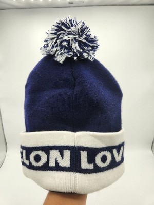 Love Your Melon Navy White Pom Beanie Hat 100% Acrylic Made in USA New