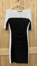 Lauren Ralph Lauren Black/White Colorblock Sheath Knee Dress 8 Short Sleeve