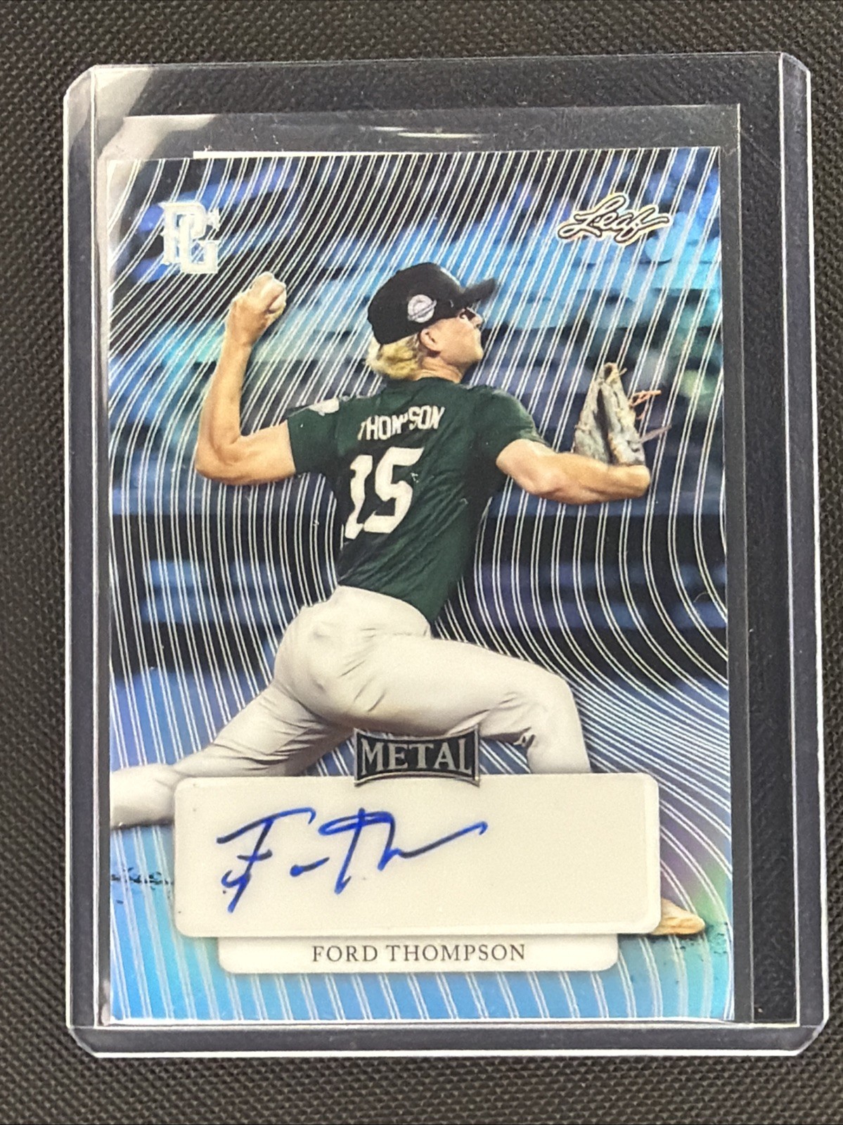 2023 Leaf PG Metal Auto Pre-Pro Proof Rainbow Platinum 1/1 Ford Thompson view 3