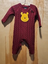 Winnie The Pooh Disney BoxLunch Burgundy One Piece Jumpsuit Cable Knit 18 Months