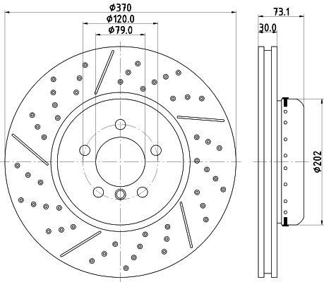 HELLA 8DD 355 120-771 BRAKE DISC Front (SINGLE)