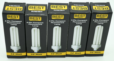 Lot of (5) PLT32/35/4P GX24Q-3 32 Watt Triple Tube 4-Pin Compact Fluorescent