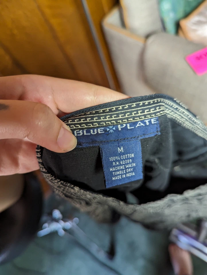 1990s Y2K Blue Plate Womens Cotton Mini Black Bandana Skirt Preppy NYC  M - Imagem 4 de 4