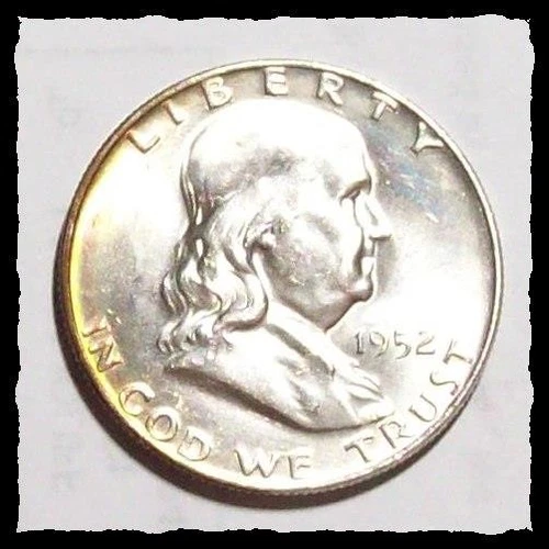 1952-D FRANKLIN HALF DOLLAR Rainbow Rim Tone Choice BU w/FBL  #32D47 .900 SILVER