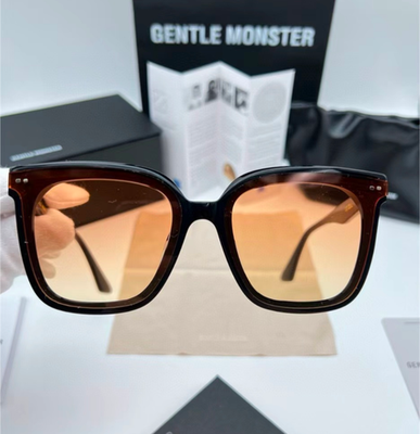 Gentle Monster Square Sunglasses in black acetate Lo Cell 01 Black