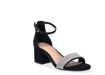 Madden NYC Black Rhinestone Block Women s Heel Sandals US9,  Sparkle | NWB.