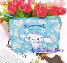 Cinnamoroll Floral Blue ID Cardholder Coin Purse Keychain Wallet