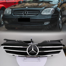 Chrome Black Grille For Mercedes Benz Slk-class R170 97-04 Slk200 Slk230 Slk320