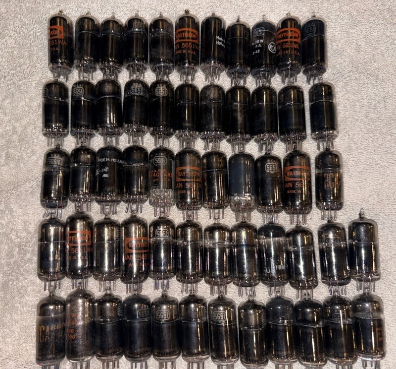 5651 Vacuum Tubes Kit Of 61 RCA Amperex Raytheon Tested Good