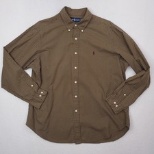 Vintage Ralph Lauren Shirt Mens XL Olive Check Plaid Button Down Classic Fit