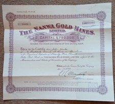 The Nanwa Gold Mines, Limited Stocks and Shares 2 Zertifikate