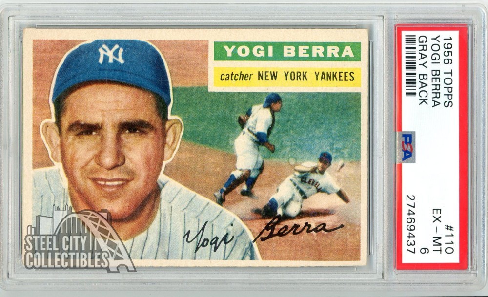 Yogi Berra 1956 Topps Card #110 Gray Back PSA 6 EX-MT