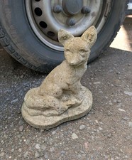 Weathered Concrete Fox Statue Reconstituted Stone Garden Ornament