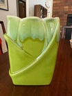 Art Deco Vintage Royal Haeger Drip Glaze Green Pillow Vase Tulip Flower 1949