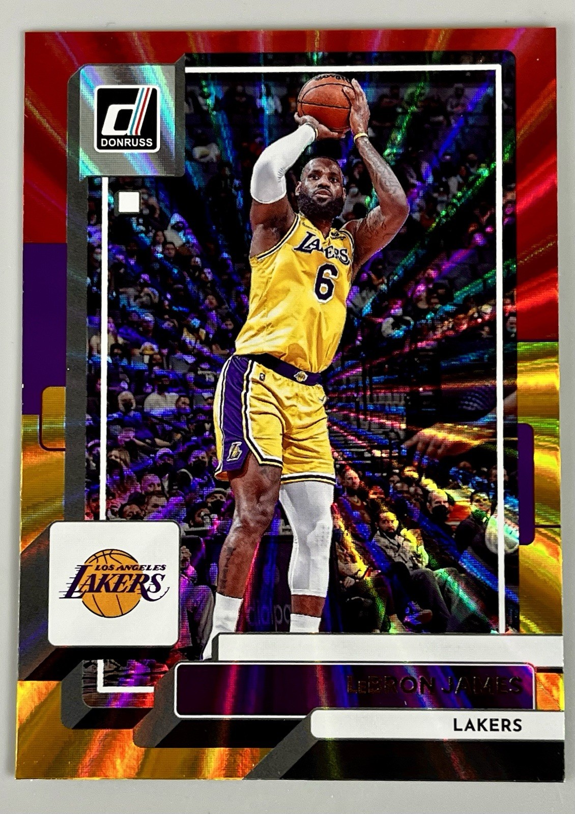 LeBron James 2022-23 Donruss Basketball Asia Red Gold Holo Laser #128