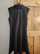 Elie Tahari Women’s Black Sleeveless Mock Neck Zip-Front A-Line Knee Dress 8