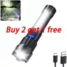 990000000Lumen Super Bright LED Flashlight Rechargeable Tactical LED Work Light