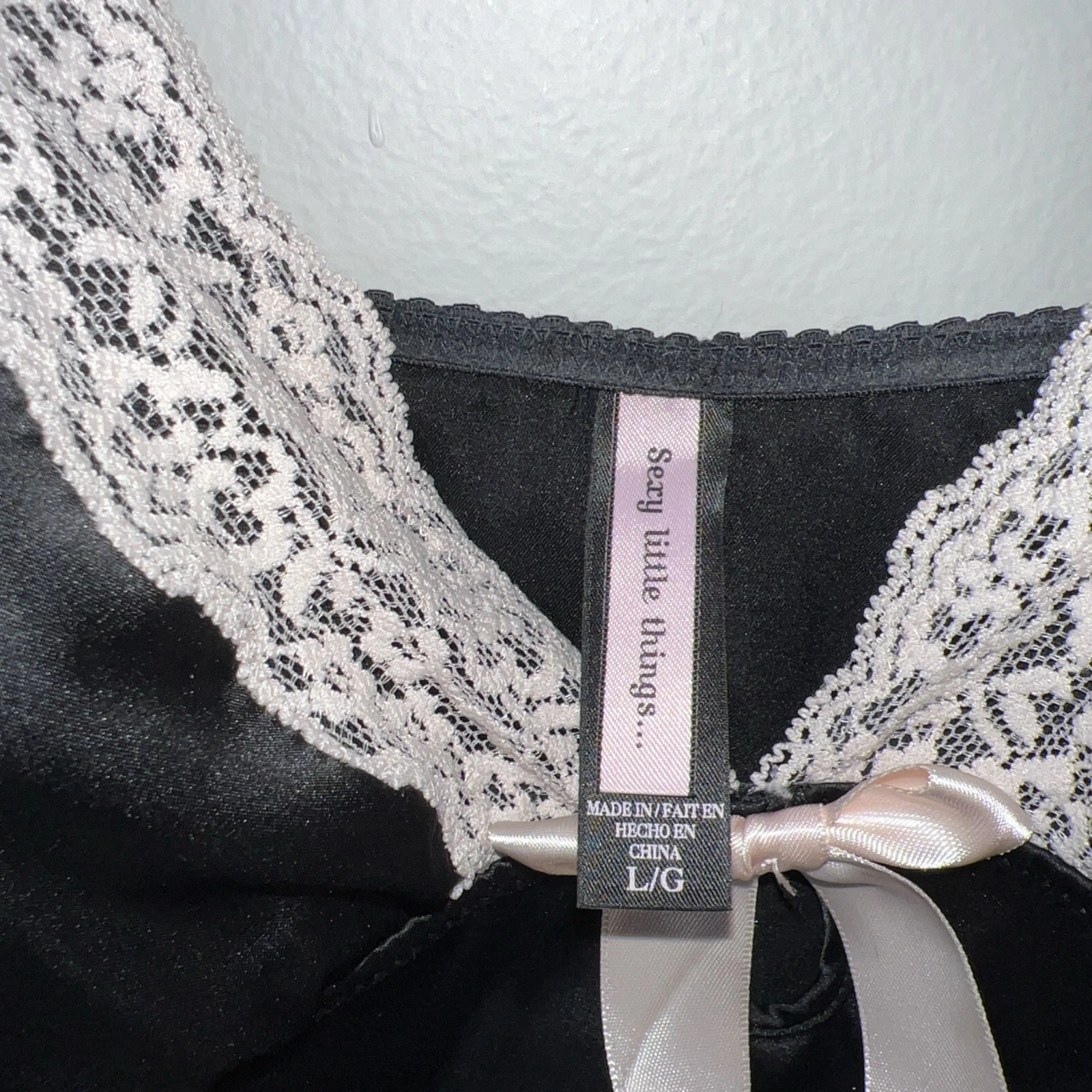 UNDERCOVER Abito slip raso Victorias Secret BLK PNK vintage anni 90 us intime ottimeioni condizio linge pizzo