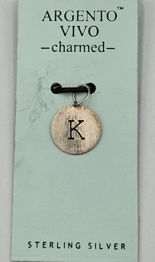 Argento Vivo X6302 Plata de Ley 925 Inicial Letra Disco Dije 'K' Foto 4 de 4