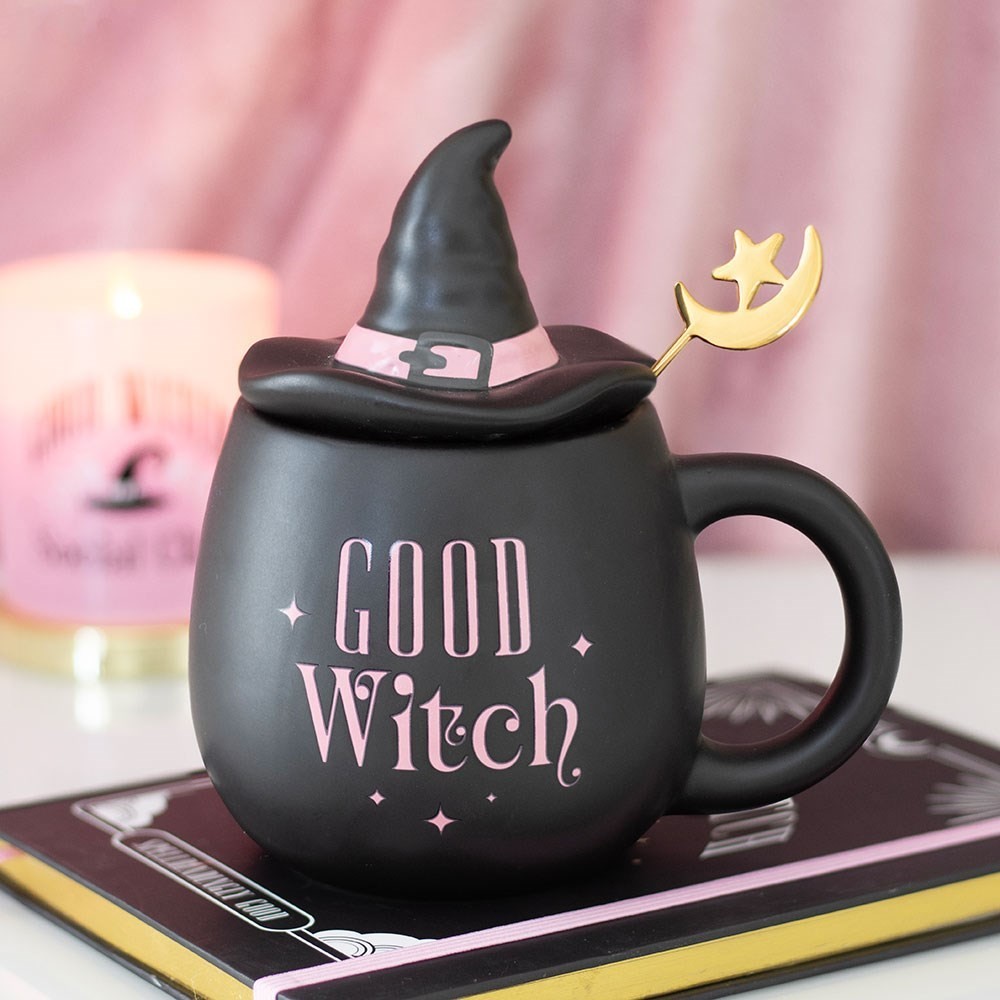 Mug Bonne Sorcière Halloween avec sa cuillère, le cadeau original pour fan d'ésotérisme