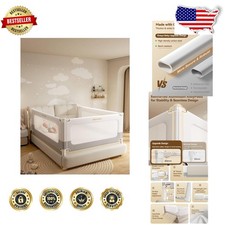 Extra Tall Carbon Steel Toddler Bed Rail Guard - 78.7" Queen/King Size, 24-Le...