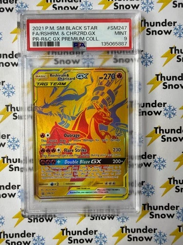 Reshiram & Charizard GX #SM247 Premium Collection 2021 Pokemon Black Star PSA 9