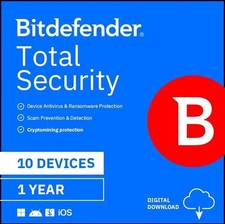 Bitdefender Total Security 2026 for 10 Devices / 1 Year. USA Only. Fast Delivery