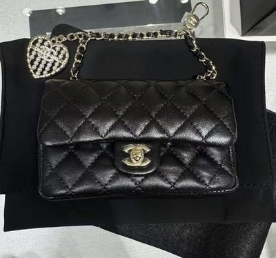 Auth BNIB Chanel 25A Extra Mini Classic Flap Bag Charm Black | eBay