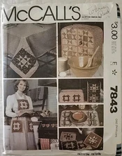 Vintage McCalls Pattern 7843 Patchwork Kitchen Package Apron Placemat Uncut