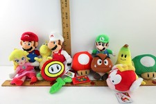 Nintendo Super Mario Bros Plush Toy Lot of 11-Toad,Luigi,Mario,Cheep Cheep,Peach